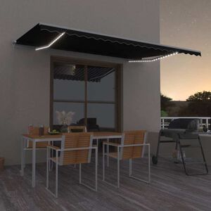 vidaXL Ručne zaťahovacia mark&iacute;za s LED 500x350 cm antracitov&aacute;