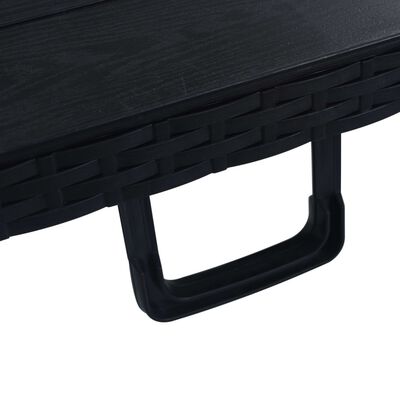 vidaXL Skladací záhradný stôl, čierny 180x75x72cm,HDPE imitácia ratanu