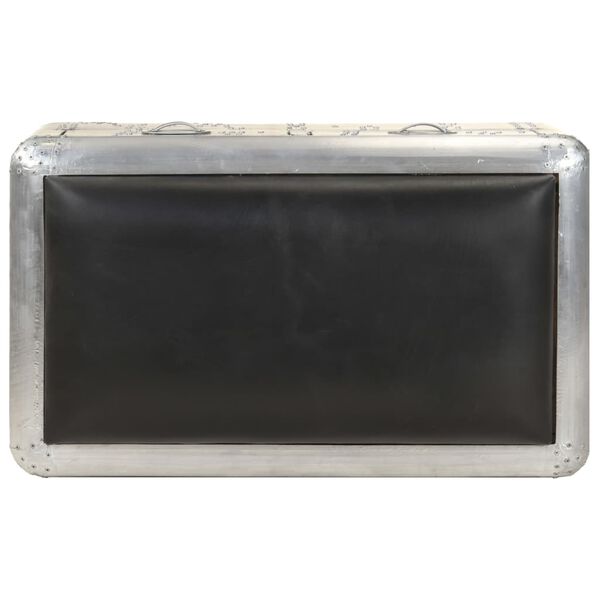 vidaXL Leteck&aacute; lavička 59 cm strieborn&aacute; a čierna prav&aacute; koža