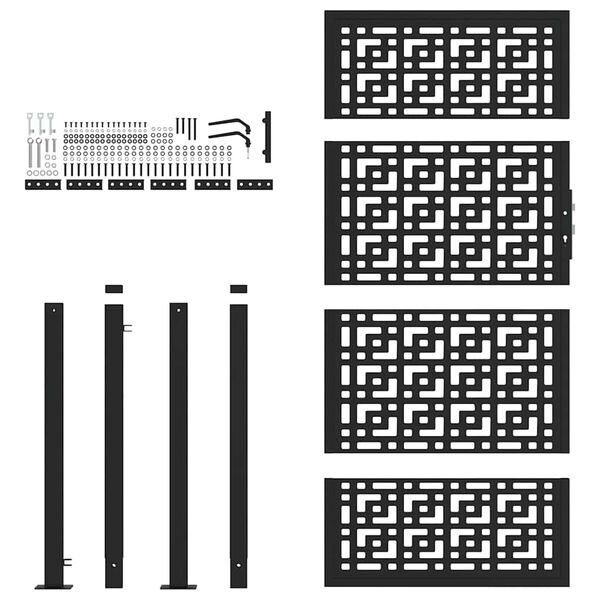 vidaXL Záhradná brána čierna 100x175 cm oceľový krížový dizajn
