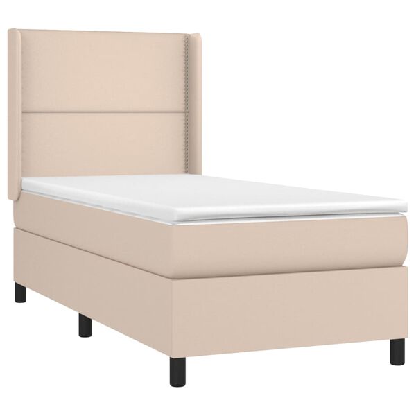 vidaXL Boxspring posteľ s matracom kapučínová 90x190 cm umelá koža
