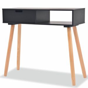 vidaXL Čierny pr&iacute;stavn&yacute; stol&iacute;k z borovicov&eacute;ho dreva, 80x30x72 cm
