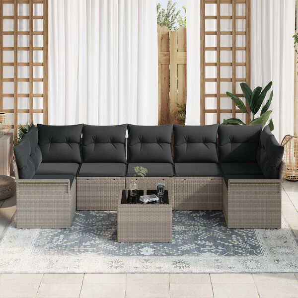 vidaXL Súprava záhradných pohoviek 8 pcs Svetlo šedá a tmavo šedá