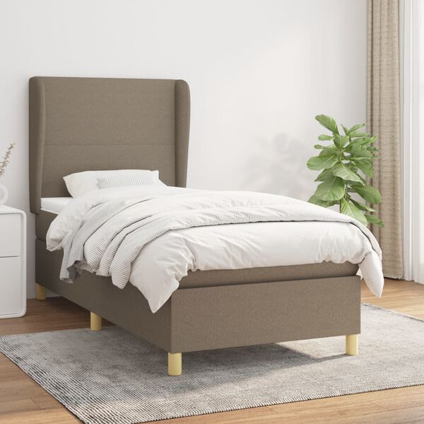 vidaXL Posteľn&yacute; r&aacute;m boxspring s matracom sivohned&yacute; 90x190 cm l&aacute;tka
