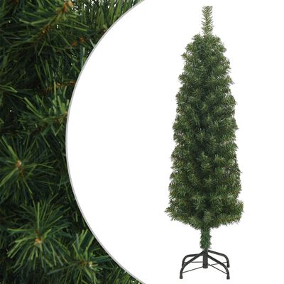 vidaXL Úzky umelý vianočný stromček so stojanom, zelený 120 cm, PVC