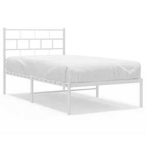 vidaXL Kovov&yacute; r&aacute;m postele bez matraca s čelom biely 75x190cm