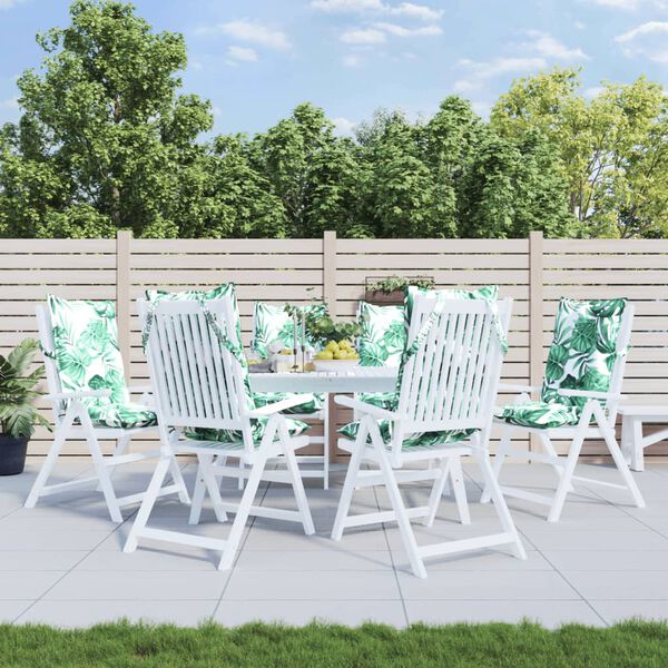 vidaXL Podu&scaron;ky na stoličky s vysok&yacute;m operadlom 6 ks vzor l&iacute;stia l&aacute;tka