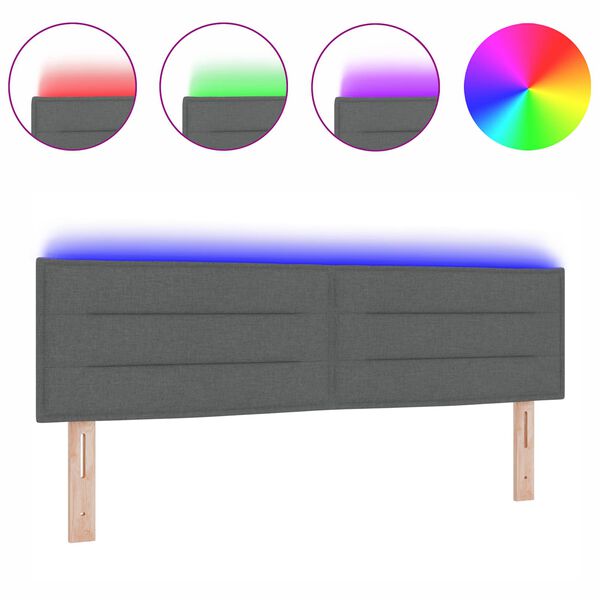 vidaXL LED hlavová doska so svetlami LED diódy Tmavo šedá 160 cm látka