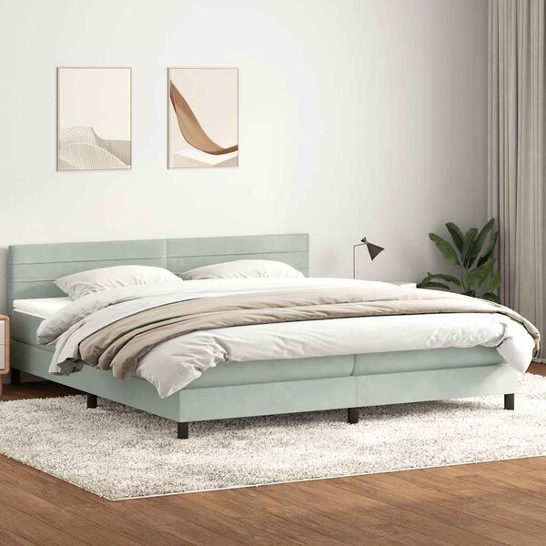 vidaXL Box Spring Posteľ s matracom Svetlosiv&aacute; 180x220 cm Zamat