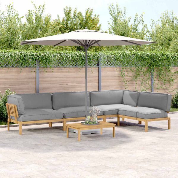 vidaXL Sada pohoviek s vank&uacute;&scaron;om 5 pcs Siv&aacute; Pevn&eacute; ak&aacute;ciov&eacute; drevo