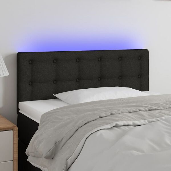 vidaXL Čelo postele s LED čierne 90x5x78/88 cm l&aacute;tka