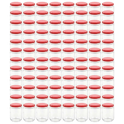 vidaXL Zaváracie poháre s červenými viečkami 96 ks 230 ml sklo