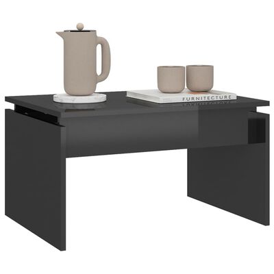 vidaXL Konferenčný stolík lesklý sivý 68x50x38 cm drevotrieska