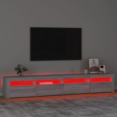 vidaXL TV skrinka s LED svetlami sivá sonoma 240x35x40 cm
