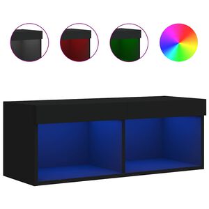 vidaXL TV skrinka s LED svetlami čierna 80x30x30 cm