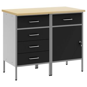 vidaXL Pracovn&aacute; skrinka so z&aacute;mkom 2 ks Čierna a &Scaron;ed&aacute; 100 x 55 x 85 cm