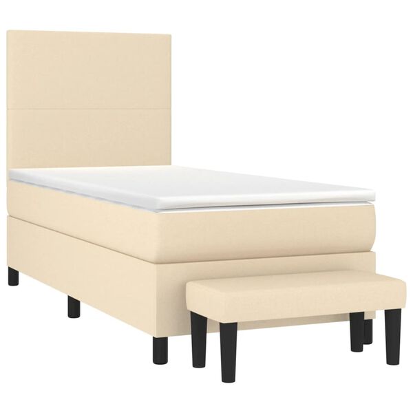 vidaXL Posteľn&yacute; r&aacute;m boxspring s matracom kr&eacute;mov&yacute; 90x190 cm l&aacute;tka