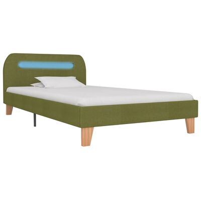 vidaXL Rám postele s LED svetlom zelený látkový 90x200 cm