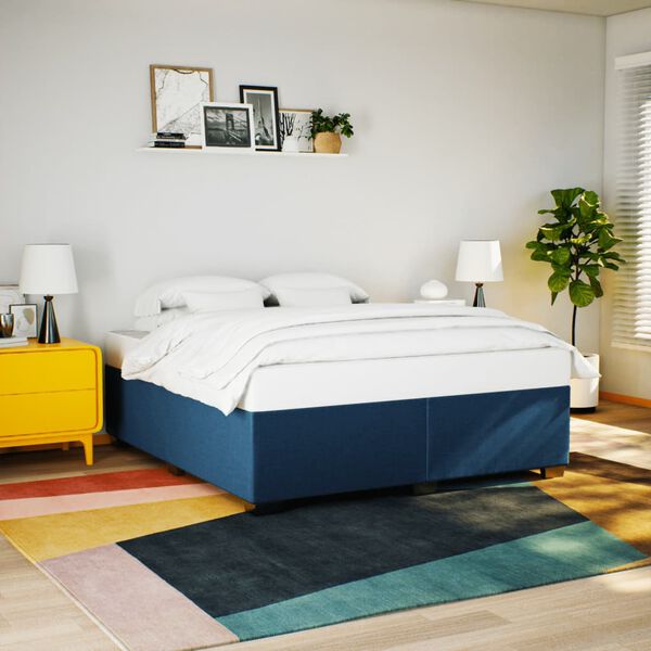 vidaXL Boxspring posteľ s matracom modr&aacute; 200x200 cm l&aacute;tka