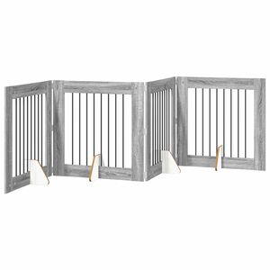 vidaXL Skladacia psia br&aacute;na so stojanmi 4 pcs Siv&aacute; sonoma 321 cm