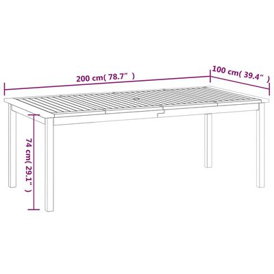 vidaXL Záhradný stôl 200x100x74 cm akáciový masív