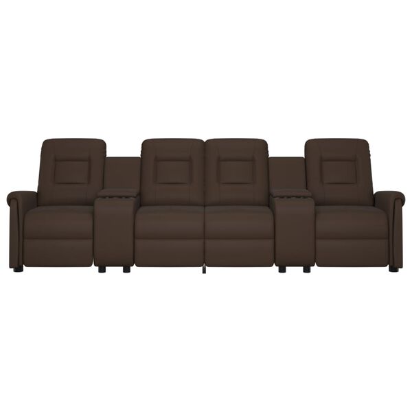 vidaXL 4-miestne sklápacie masážne kreslo+držiaky na poháre, hnedé