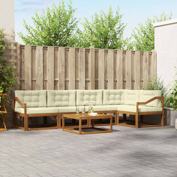 vidaXL Z&aacute;hradn&aacute; s&uacute;prava gaučov s vank&uacute;&scaron;om 6 pcs Pr&iacute;rodn&aacute; a kr&eacute;mov&aacute;