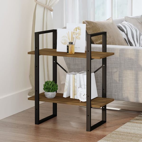 vidaXL 2-poschodov&aacute; knižnica hned&yacute; dub 60x30x70 cm spracovan&eacute; drevo