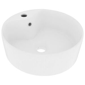 vidaXL Luxusn&eacute; um&yacute;vadlo, prepad, matn&eacute; biele 36x13 cm, keramika