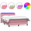 vidaXL Posteľn&yacute; r&aacute;m boxsping s matracom a LED ružov&yacute; 140x220 cm zamat