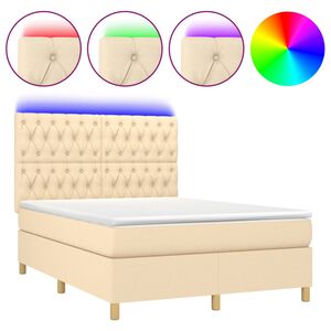 vidaXL Posteľ boxsping s matracom a LED kr&eacute;mov&aacute; 140x190 cm l&aacute;tka