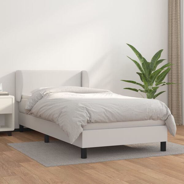 vidaXL Boxspring posteľ s matracom biela 100x200 cm umel&aacute; koža