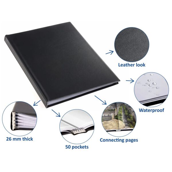 rillstab Prezentačn&aacute; kniha A4 50 vreciek čierna