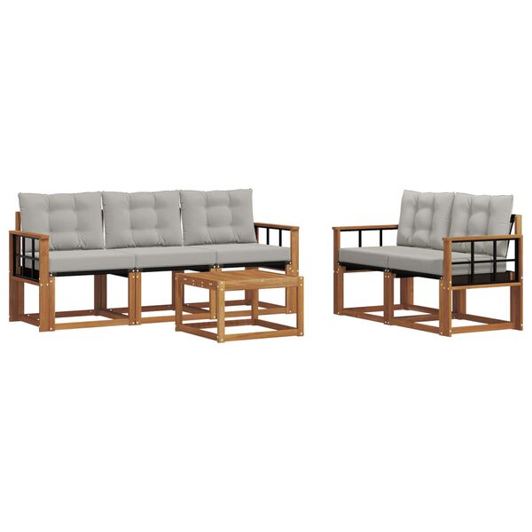 vidaXL Z&aacute;hradn&aacute; s&uacute;prava gaučov s vank&uacute;&scaron;om 6 pcs Pr&iacute;rodn&aacute; a svetlosiv&aacute;