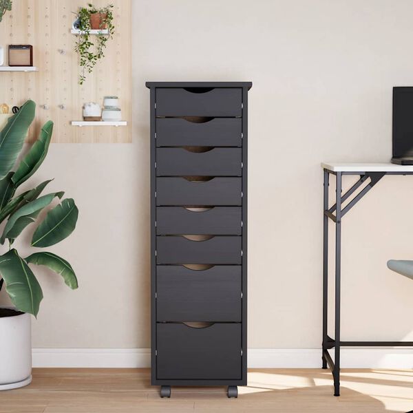 vidaXL Skrinka so z&aacute;suvkami na kolieskach MOSS siv&aacute; mas&iacute;vna borovica