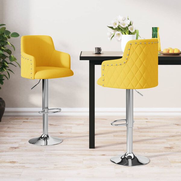 vidaXL Barov&eacute; stoličky 2 ks horčicovo-žlt&eacute; l&aacute;tkov&eacute;