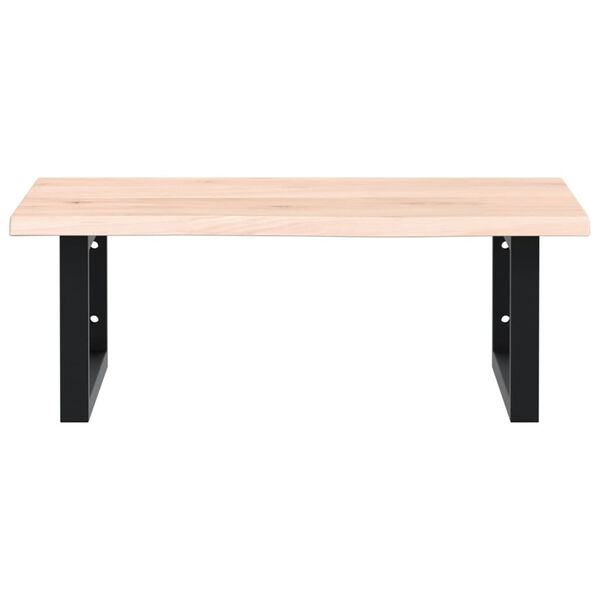 vidaXL Polica pod umývadlo, nástenná, oceľ a dubový masív