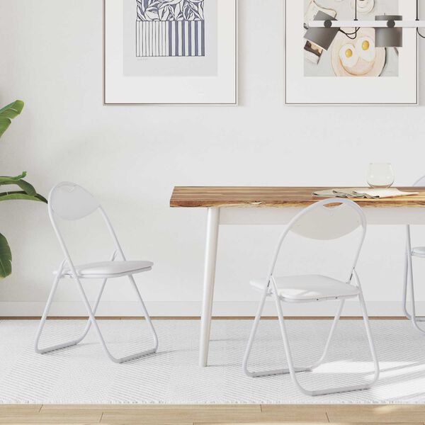 vidaXL Skladacia stolička 2 pcs Biely 48 x 43,5 x 81 cm Umel&aacute; koža