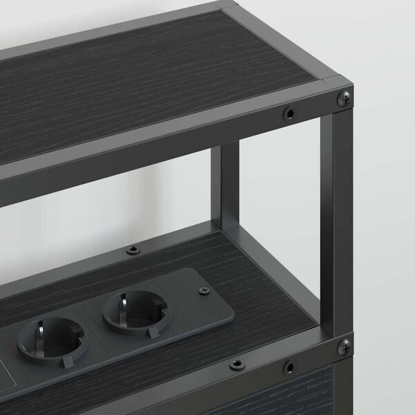 vidaXL &Uacute;ložn&eacute; čelo s poličkou Čierny dub 200 cm Kompozitn&eacute; drevo