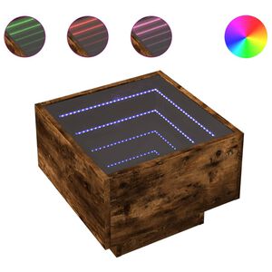 vidaXL Bočn&yacute; stol&iacute;k s LED dymov&yacute; dub 40x40x30 cm kompozitn&eacute; drevo