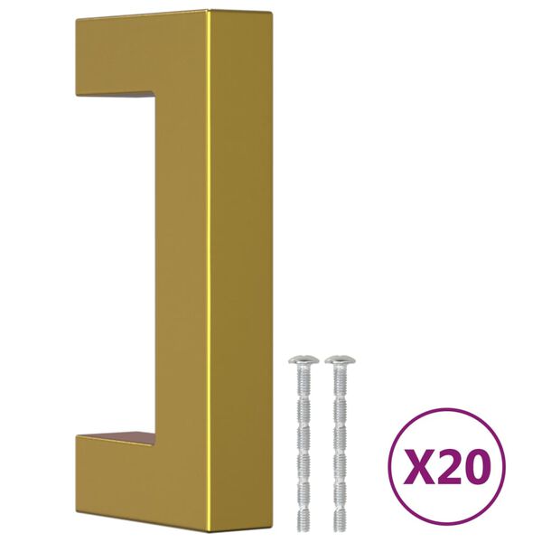 vidaXL Rukov&auml;te na skrinku 20 ks zlat&eacute; 64 mm nehrdzavej&uacute;ca oceľ