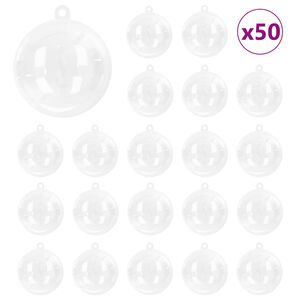 vidaXL S&uacute;prava vianočn&yacute;ch ozd&ocirc;b 50 ks Priehľadn&aacute; &Oslash; 5 cm Plast