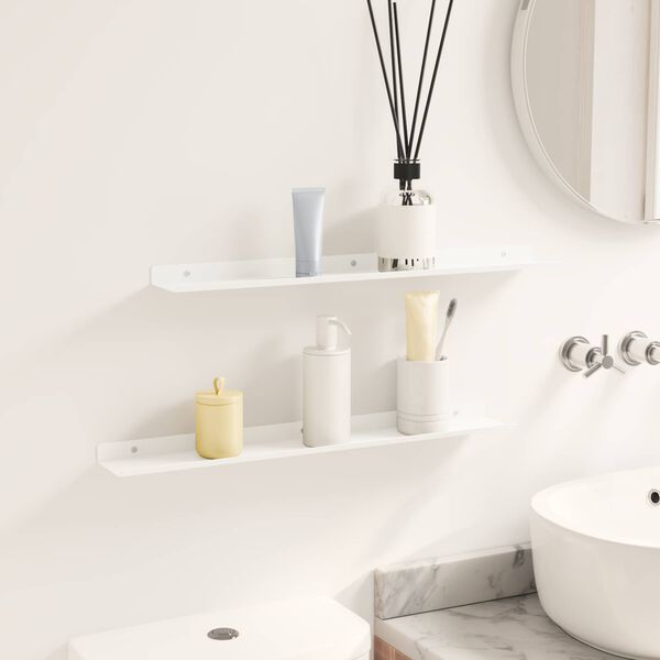 vidaXL Z&aacute;vesn&aacute; polica N&aacute;stenn&yacute; 2 pcs Biely 60 x 9 x 2,5 cm Oceľ