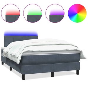 vidaXL Posteľn&yacute; r&aacute;m boxspring s matracom a LED tmavosiv&yacute; 120x220 cm zamat