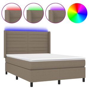 vidaXL Posteľ boxsping s matracom a LED sivohned&aacute; 140x200 cm l&aacute;tka