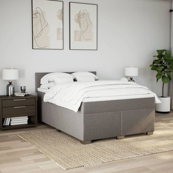 vidaXL Boxspring posteľ s matracom sivohned&yacute; 140x190 cm l&aacute;tka