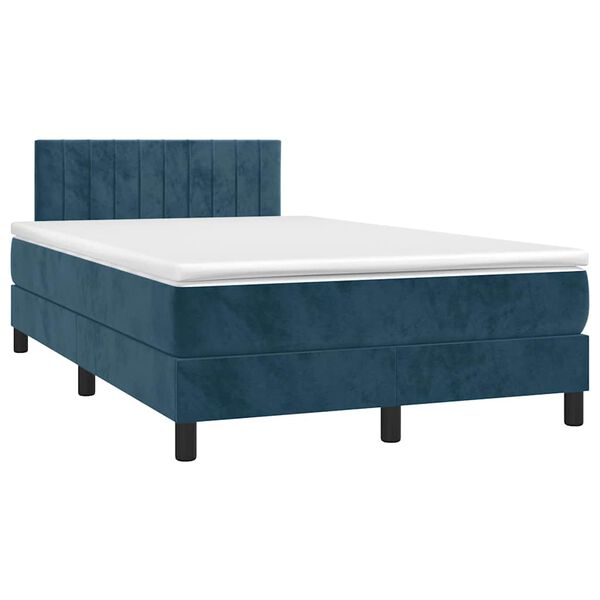 vidaXL Boxspring posteľ s matracom, tmavomodr&aacute; 120x190 cm, zamat
