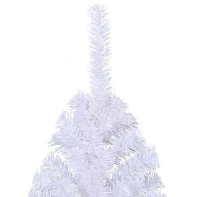 vidaXL Umelý polovičný vianočný stromček+stojan, biely 240 cm, PVC