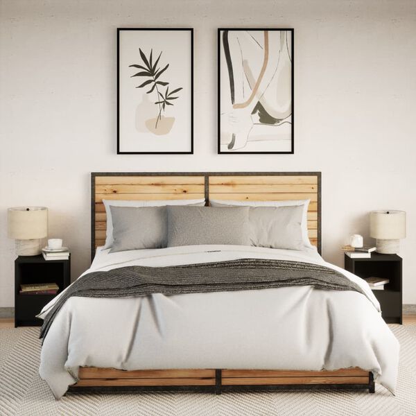 vidaXL Nočné stolíky s LED svetlami 2 ks čierne kompozitné drevo