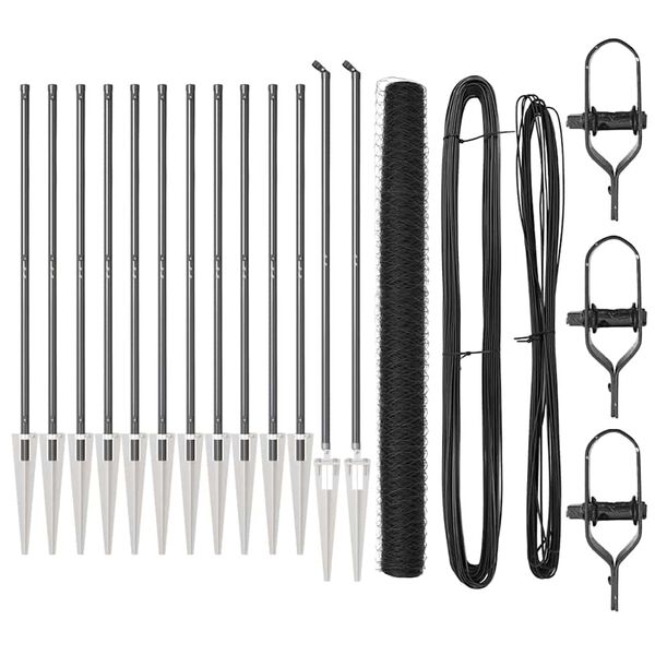 vidaXL Stĺp na plot. Siv&aacute; 25 x 1,6 m (36 mm sieťka) Ocel a PVC